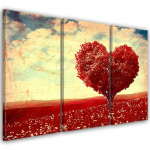 Kolmeosalise pildiga l&otilde;uenditr&uuml;kk Red Heart Tree Landscape 60x40 punane