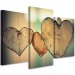 Kolmeosalise pildiga l&otilde;uendiprint Heart Wood Love Retro 60x40 pruun
