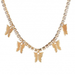 Jwer Big Butterfly kaelakee naistele Kuuba kahekihiline kett Rhinestone Choker Statement kaelakee Luksuslik liialdatud ehted