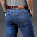 Kevadised ja s&uuml;gisesed &auml;riteksad Meeste mood vabaaja elastsed Slim Fit sirged torup&uuml;ksid meeste keskmise v&ouml;&ouml;kohaga pestud pikad p&uuml;ksid 29