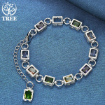 925 Sterling Silver Square inkrusteeritud mitmev&auml;rviliste AAA tsirkoonist k&auml;ev&otilde;ru ehetega 20cm