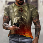 Flag Warrior Paladin Summer Fashion Meeste T-s&auml;rk vabaaja 3D-printimine Meeste t&auml;navatop l&uuml;hikeste varrukatega 6XL