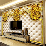 Euroopa stiilis 3D seinamaaling Tapeet Luksuslik Lill Pehme Kott Foto Seinamaal Luksuslik elutuba Diivan TV Taust Kunstkaunistus 300 cm(W) x 200 cm(H)