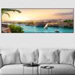 Maastik Suure Niiluse j&otilde;e panoraamvaade Paat j&auml;rve l&otilde;uend Maalimine Plakatid ja tr&uuml;kised Seinakunst Elutuba Kodukaunistus Ilma raamita 20*40cm