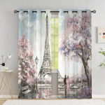 Pariisi armastaja akna kardin Eiffeli tornid elutoa pimendav kardin magamistoa &uuml;hiselamu jaoks &Otilde;limaal Esteetiline kodukaunistus 2 paneel W53.5 X H114cm X 2