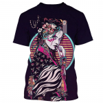 Jaapani Geisha Samurai Meeste T-s&auml;rk &Uuml;mara kaelusega vabaaja l&uuml;hikeste varrukatega topid Meeste riided Suvised Harajuku t&auml;navar&otilde;ivad 5XL