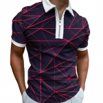 Casual Lapel T-s&auml;rk Noorte Meeste Mood T&otilde;mblukuga T-s&auml;rk L&uuml;hikeste varrukatega T-s&auml;rk Meeste 3D Sinise Teemantruudustikuga T-s&auml;rk XS sinine
