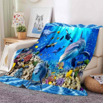 Ookeani delfiinimustriline tekk 3D-prinditud tekk soe pehme vooditekk elutuba magamistoa diivan tekk Viskatekid 150x180cm