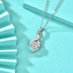925 Sterling Silver Streamer ripats &Uuml;ksik ripats tsirkoonist kaelakee Aksessuaarid
