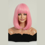 Naiste 36 cm Simuleeritud juuksed L&uuml;hikesed juuksed L&uuml;hikesed sirged juuksed Rose Hair V&otilde;rgust peakatted T&auml;ispeakatted Naturaalne ehtne parukas 36cm 14INCH roosa