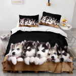 3D Lemmiklooma mustriga voodipesukomplekt Loomade koerte tekikate 2/3 mikrokiust kangast AU/EL/US/UK/DE t&auml;issuuruses pehme kiiresti kuivav kodu&uuml;likond EU Single 135x200cm