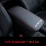 Mitsubishi Outlander 2013 jaoks- nahast auto k&auml;etugede padi keskkonsooli k&auml;etugede kasti panipaiga katte kaitsepadi Outlander-red black