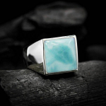 Naturaalne Larimari s&otilde;rmus, 925 h&otilde;bedane s&otilde;rmus, k&auml;sitsi valmistatud s&otilde;rmus, kandiline s&otilde;rmus, peor&otilde;ivaste s&otilde;rmus, abielus&otilde;rmus, kihlas&otilde;rmus, meeste h&otilde;bes&otilde;rmus 10.5