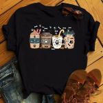 Dog Mom Coffee Lover T-s&auml;rk Uus mood Naiste T-s&auml;rk vabaaja l&uuml;hikeste varrukatega topsid Tee Naine Armsad mustad T-s&auml;rgid Riided L