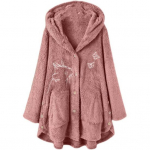 Naiste talvemantel Paks soe termiline pikkade varrukatega n&ouml;&ouml;bid Plush liblikad Mugav kassimustriline talv kapuutsiga mantel &otilde;ues 3XL kohv