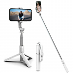 Juhtmeta Bluetooth Selfie Stick kokkupandav monopod koos t&auml;itevalguse katikuga kaugjuhtimispuldiga Iphone Xiaomi Huawei IOS Androidile No light valge