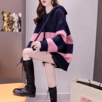 Korea versioon avara kapuutsiga naiste kampsun 2023 s&uuml;gis l&auml;&auml;nelik vanus v&auml;henev kudumid kampsun pullover naiste topid One Size roosa