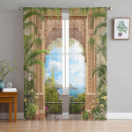 Kaar Lilled Meretr&uuml;kiga kardinad Drape L&auml;bipaistev t&uuml;ll Kodukaunistus Elutuba Magamistuba Cortinas Sifonki Aknakardinad 1 PCS W100XH250cm