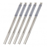 5 paari toidupulgad portselanmustriga libisemisvastased stiilsed roostevabast terasest Hiina toidu s&ouml;&ouml;gipulgad sinine