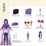 Shogun Raiden Ei Makoto Beelzebul Cosplay kimono Kost&uuml;&uuml;m Parukakomplekt Neiu kleit Naiste Halloweeni kost&uuml;&uuml;m L-(Costume+Wig)