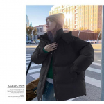 Moodne l&uuml;hike naiste jope, talvepolsterdatud puuvillased &uuml;ler&otilde;ivad, paksu kapuutsiga lahtised tuulekindlad soojad lumemantlid S must