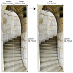 3D eemaldatav simulatsioonitrepp kivikoopa uksekleebis maastik suur koduukse dekoratiivne kleebis, magamistuba elutuba 15.16*78.74inch*2pcs