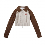 Korea moe t&otilde;mblukuga l&uuml;hikesed kampsunid Naiste vabaaja kootud kardigan t&auml;navar&otilde;ivad polo kapuuts Y2k pikkade varrukatega sviiter S pruun