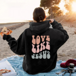 Unisex armastus nagu Jeesus Hoodie Kristlik piibelsalm Kapuutsiga dressipluus Religioosne Faith Pullover Jeesus p&auml;&auml;sta meid Uhke naiste kristlik top 2XL