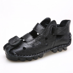 Suvised retro k&auml;sit&ouml;&ouml;na valmistatud ehtsast nahast naiste kingad Pehmed lamedad kingad &otilde;&otilde;nsad vabaaja naiste sandaalid 35 must