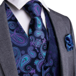 Meeste vestid, vestide komplekt, punane sinine must lilla, Paisley vestikleit pulmadeks L