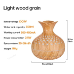1 tk 300ml &Otilde;huniisutaja Puidus&uuml;&uuml;ga Aroomidifuuser USB Ultraheliaurusti V&auml;rviline &Ouml;&ouml;valgus Kodu Kingitus Light Wood beige