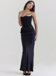 Elegantne Strapless Bodycon Seksikas Midi Kleit Naistele Must Mood &Otilde;lalt V&auml;ljas Varrukateta Kleidid Daamidele Korea Seljast Avatud Klubi Peokleit 2024 Uus S must