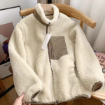 Fashion Lamb Palus jope Naiste fliis kohev jope T&auml;navar&otilde;ivad Harajuku udune taskumantlid T&otilde;mblukuga Pikad varrukad lahtised krae Mugavus soojad jakid M