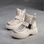 Johnature hingavad &otilde;&otilde;nsad saapad ehtsast nahast kerge platvormiga sandaalid paksu tallaga naiste kingad 35 beež