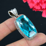 Sinine topaas v&auml;&auml;riskivi ripats massiivne 925 sterlingh&otilde;be ripats ehted kingitus unisexile