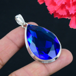 Sinine topaas v&auml;&auml;riskivi ripats massiivne 925 sterlingh&otilde;be ripats ehted kingitus unisexile