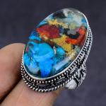 Looduslik terava austri v&auml;&auml;riskivi 925 sterlingh&otilde;bedast ehtes&otilde;rmus, suurus 8 h9L00