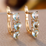 Luksuslikud S&uuml;damekujulised Akvamariinsinised CZ Tsirkoon Klipsk&otilde;rvar&otilde;ngad Naiste CZ Ripatsk&otilde;rvar&otilde;ngad Pruut Pulm Trendikad Ehted Kuldne V&auml;rv Ehted merelaine