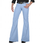 Meeste retro-disco laienevad p&uuml;ksid, lahtised venivad vintage-p&uuml;ksid, sobivad laienevad mugavad retro-stretch-Twill-meeste p&uuml;ksid S taevasinine v&auml;rv