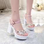 Mood naiste suvepumbad platvormi sandaalid Rooma kiilud Crystal Peep Toe sandaalid 35 roosa