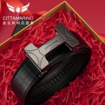 H v&ouml;&ouml; Meeste automaatne nahast pandlaga p&uuml;ksid v&ouml;&ouml; krokodilli mustriga esimene kiht veisenaha 110cm