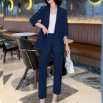 &Uuml;likond jakk naiste suvine Korea stiilis moodne temperamendikomplekt suur vabaaja &uuml;likond kaheosaline &uuml;likond 3XL tumesinine v&auml;rv