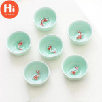 6 tk/komplekt Kontori teetass Creative Celadon 3D kala teetassid Crackle Glaze Travel Teekauss Portselanist Kung Fu veekruus Joogin&otilde;ud