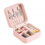 Kaasaskantav ehete hoiukarp, mis on korras, kunstnahast paksendatud ehete hoidja majapidamisasjad roosa