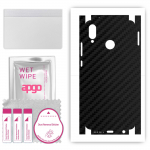 apgo Protective Skin Sticker for the back+sides compatible with Huawei P20 lite, Full Wrap Film, Foil, Vinyl - Pattern Carbon Black