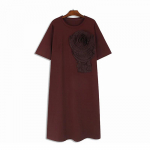 XITAO Three-dimensional Floral Decoration Dress Solid Color Side Split Casual Women ZY8688 One Size must