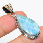 Natural Republic Larimar Gemstone 925 Tahke Sterling H&otilde;bedast Ripats 1,75 a0q81