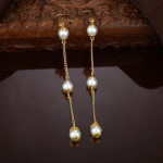 Estele Gold Plated Pearl Chain Dangle Earrings for women