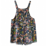 Suur suvekleit tr&uuml;kitud teksakombinesoon Viie punktiga p&uuml;ksid k&otilde;rge v&ouml;&ouml;kohaga &otilde;hukesed lahtised &otilde;hukesed laia s&auml;&auml;rega l&uuml;hikesed p&uuml;ksid naistele M mitmev&auml;rviline