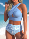 2024. aasta uued suvised naiste moed rannaujumisriided Tankini Monokini ujumisriided kaheosalised ujumisriided New Print Beach naiste tankinid S sinine